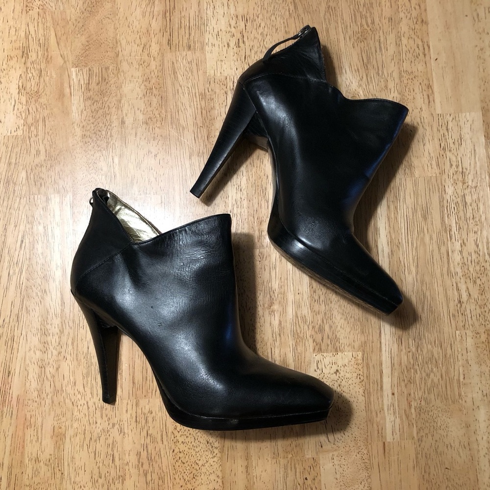 Halston Heritage Black Leather Ankle Booties